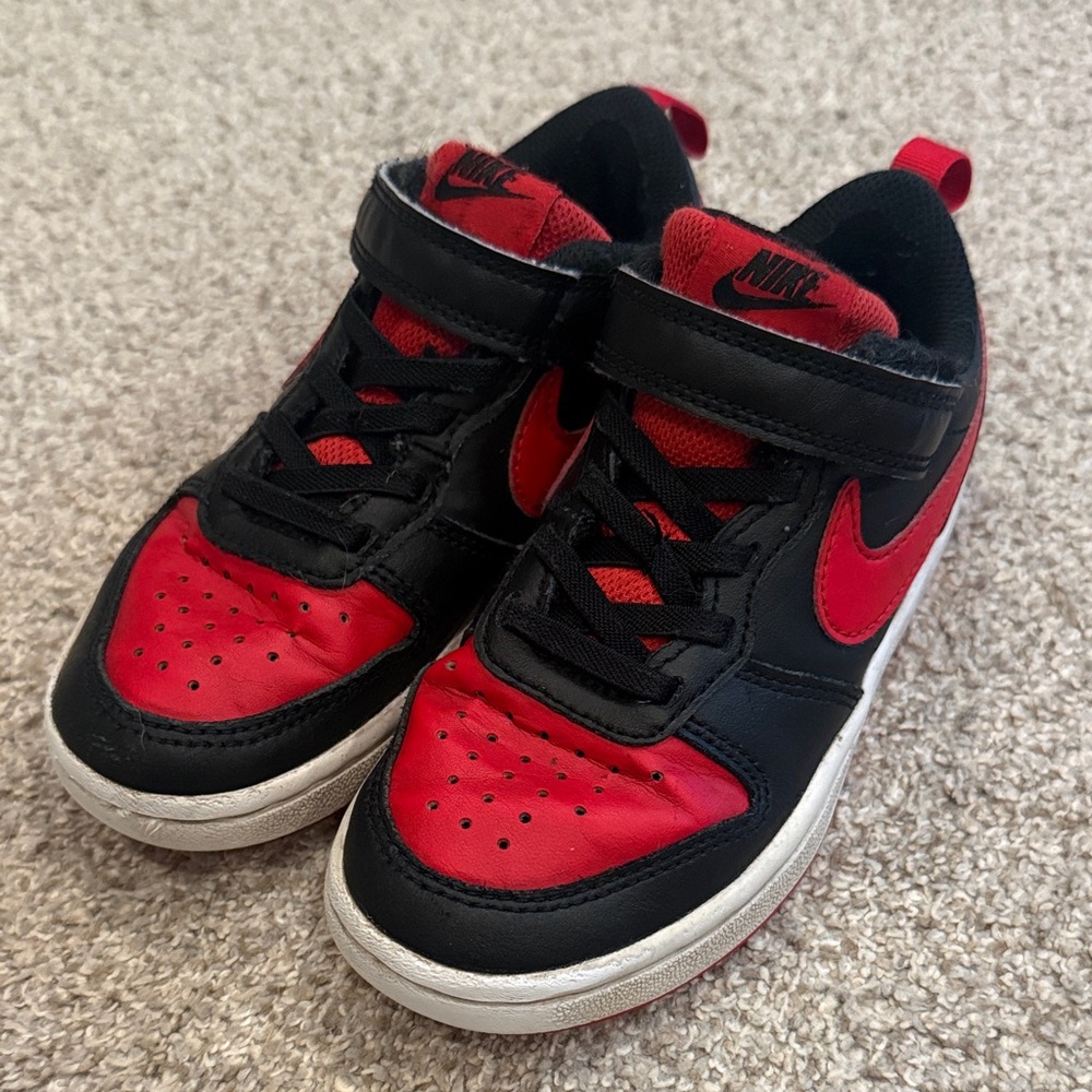 12c Nike Kids Black and Red Sneakers